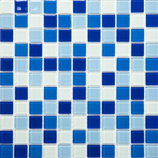 OEM azul vidrio autoadhesivo suelo de mármol cerámica escala de peces azulejos en forma de abanico mosaico diamante vinilo equipo de baño